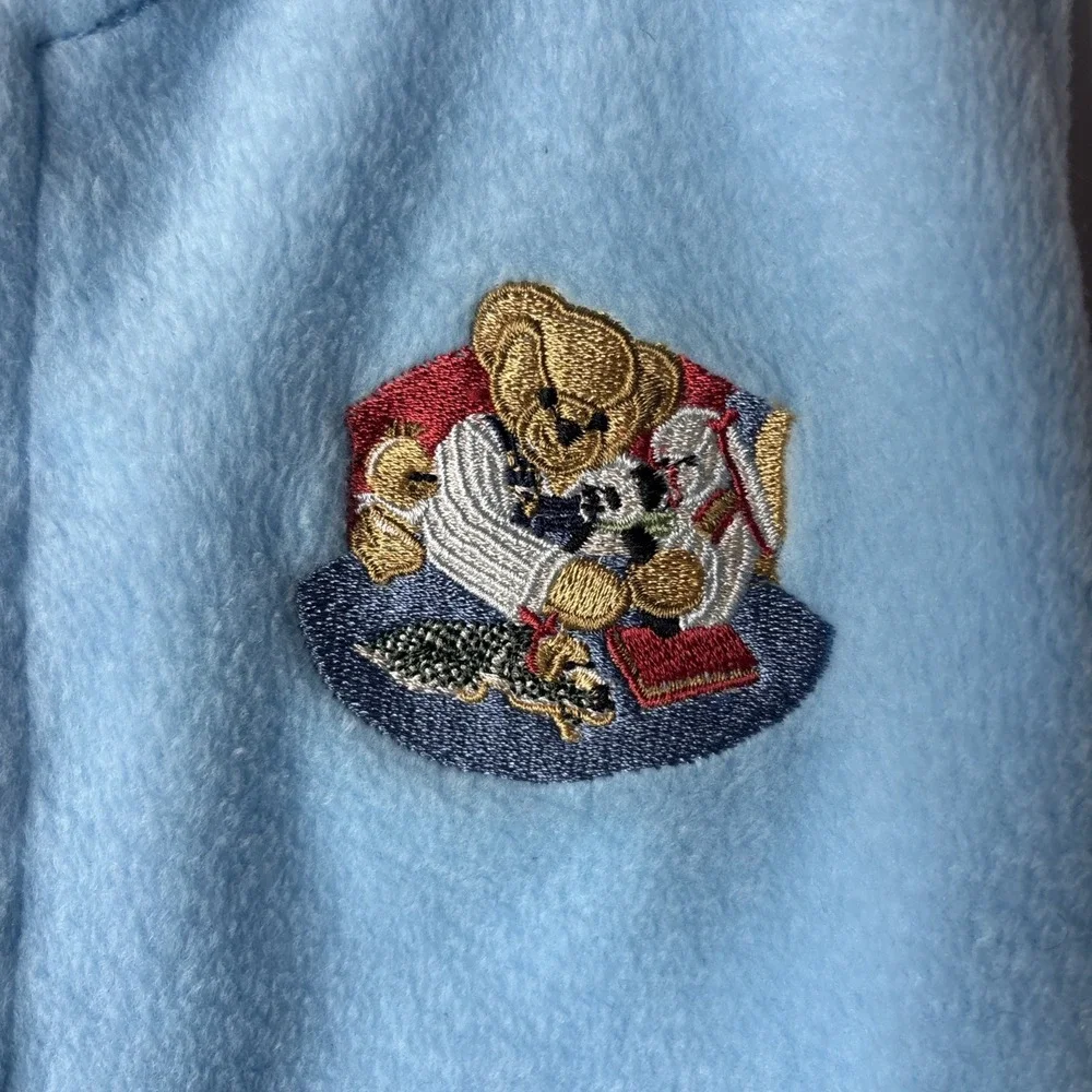 Vintage Blue Jean Teddy Sleepsack Springs Industries Flannel OS Wearable Blanket